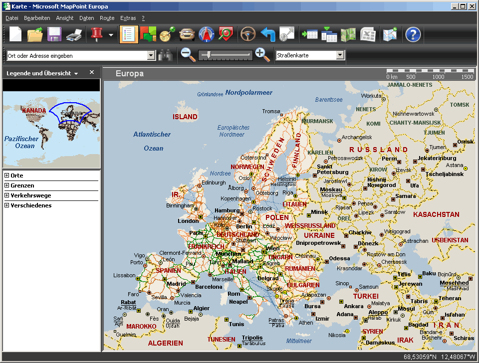Bild 01: Microsoft MapPoint als Planungssoftware