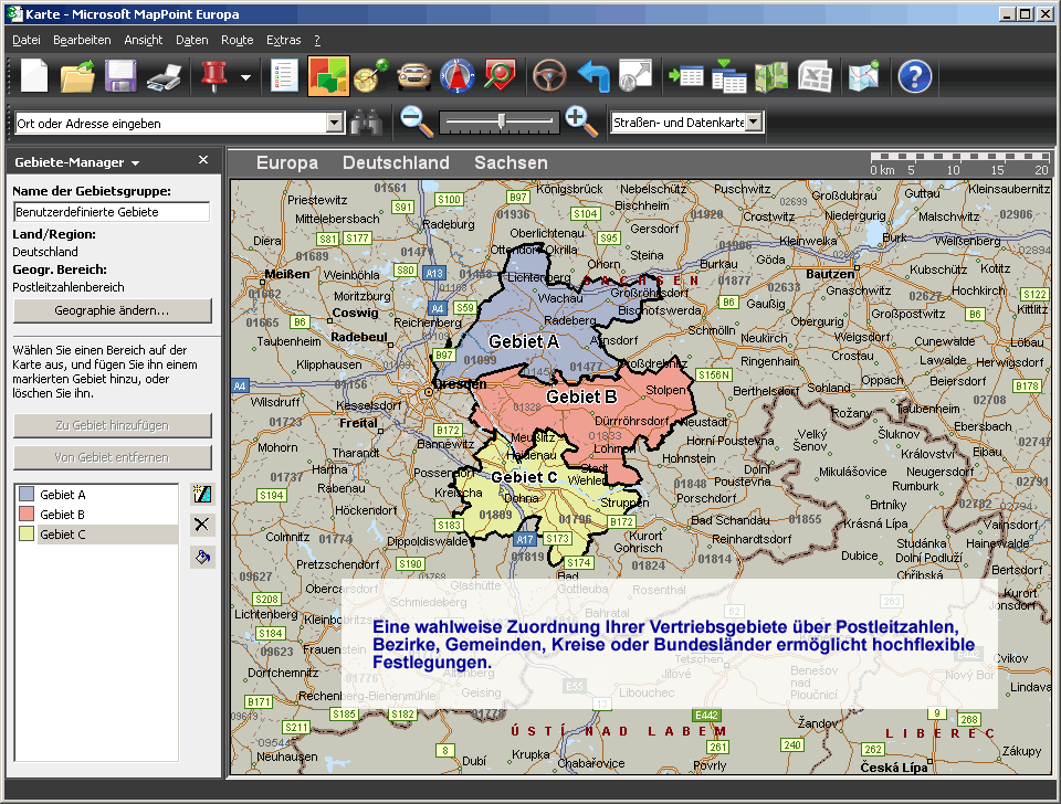 Bild 02: Flexible Erstellung von Gebietszuweisungen