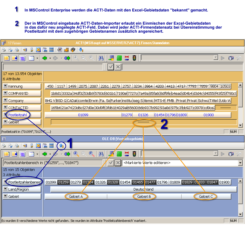 Bild 04: Einmischen der Gebietsdaten nach ACT!